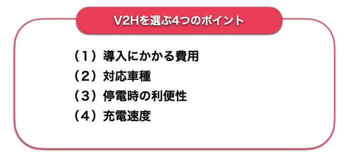 V2Hを選ぶときに重要な4つのポイント